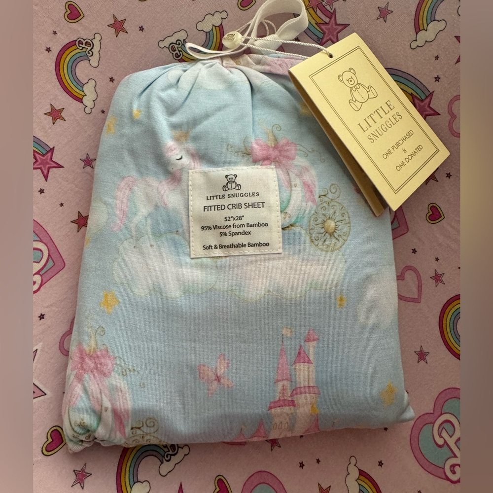 Unicorn princess bamboo crib sheet